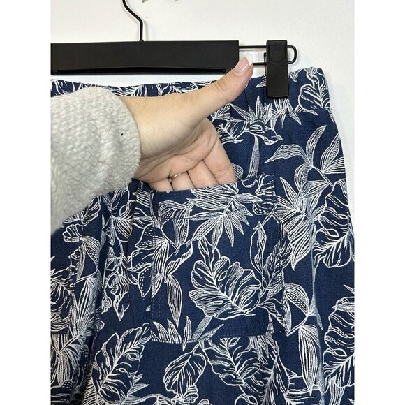 Briggs Linen Blend‎ Pull-On Shorts Small Tropical Print Blue White S Women’s - Picture 5 of 9